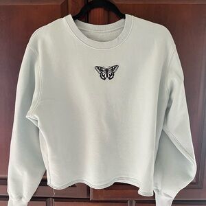 Hollister Light Green Crop Long Sleeve Sweatshirt, size S